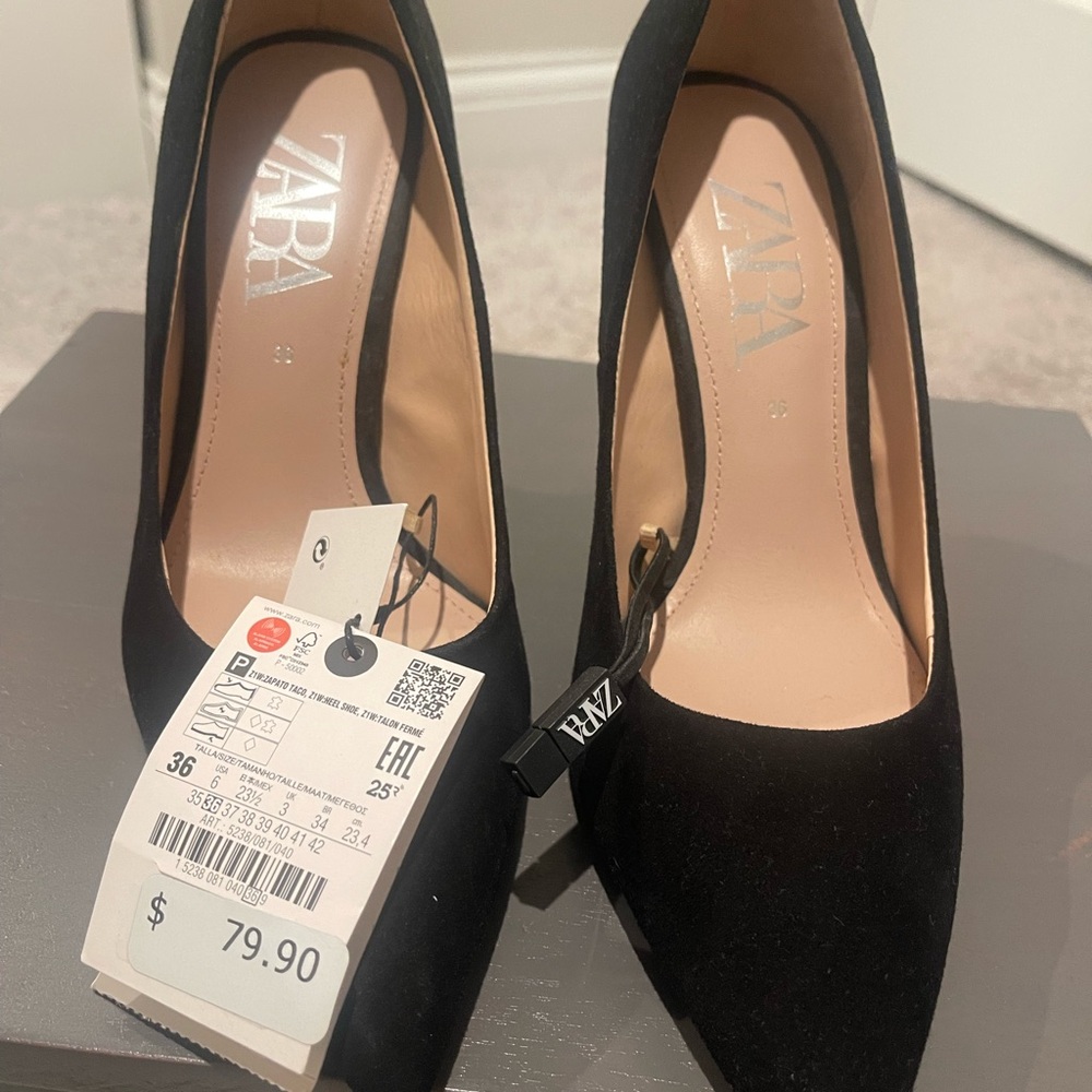 Zara Black Suede Heels Timeless Elegance